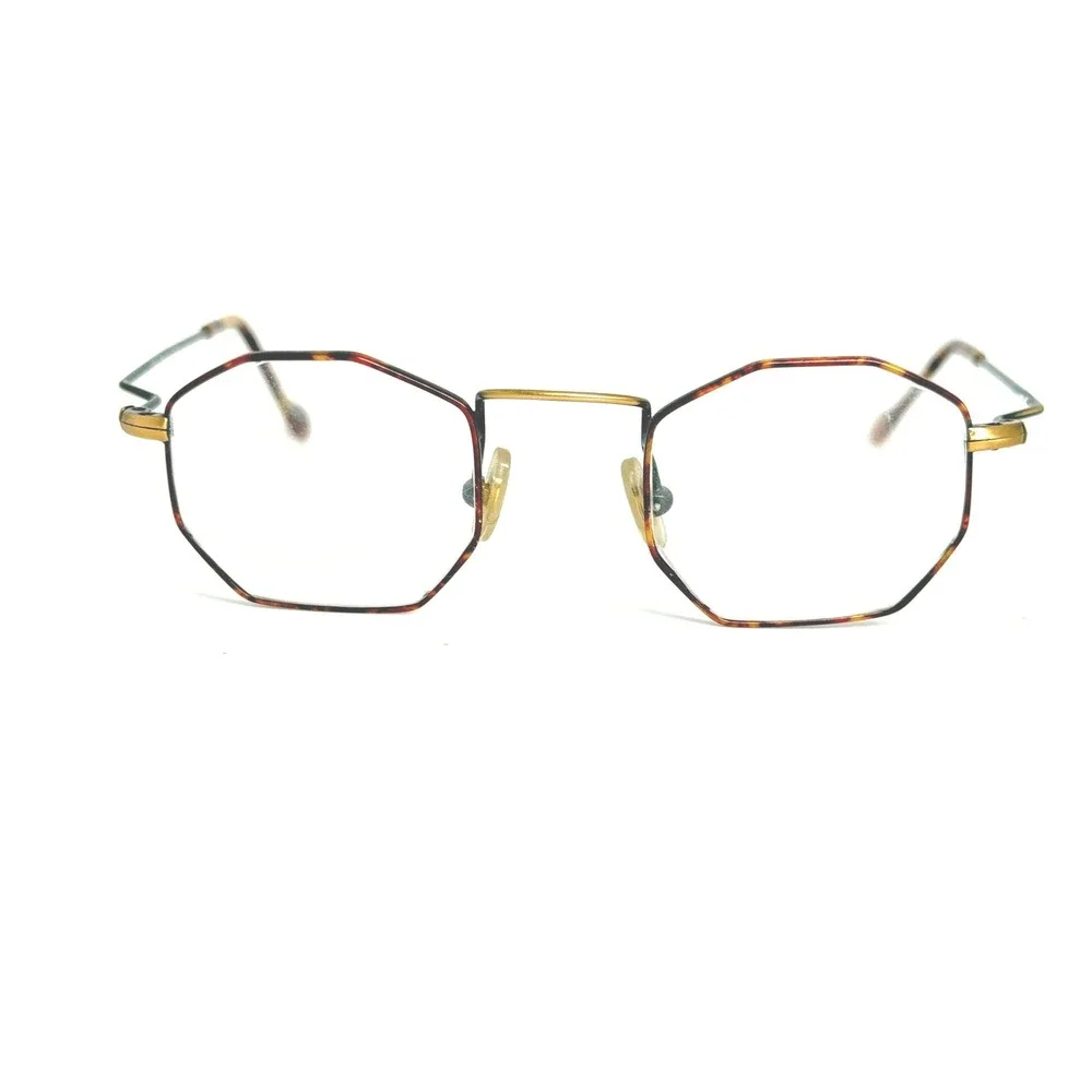 Micro Shapes Vintage Octagon Eyeglasses Gold Tortoise Geometric‎ Frames 22851